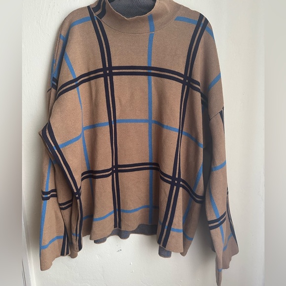 Eloquii Mock Neck Windowpane Plaid Sweater Size 18/20 - Picture 2 of 4